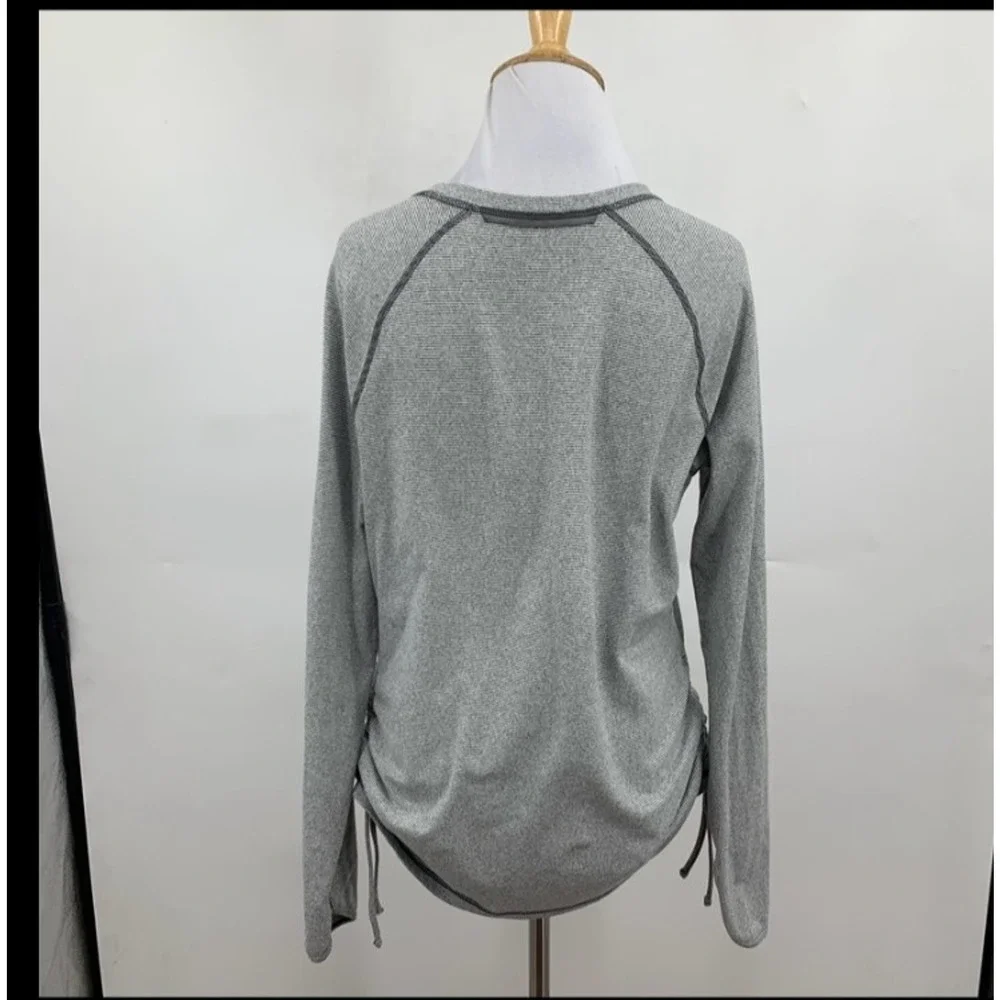 Lucy Shirt Womens L/XL Striped Ruched Sides Thumbholes Raglan Long Sleeve